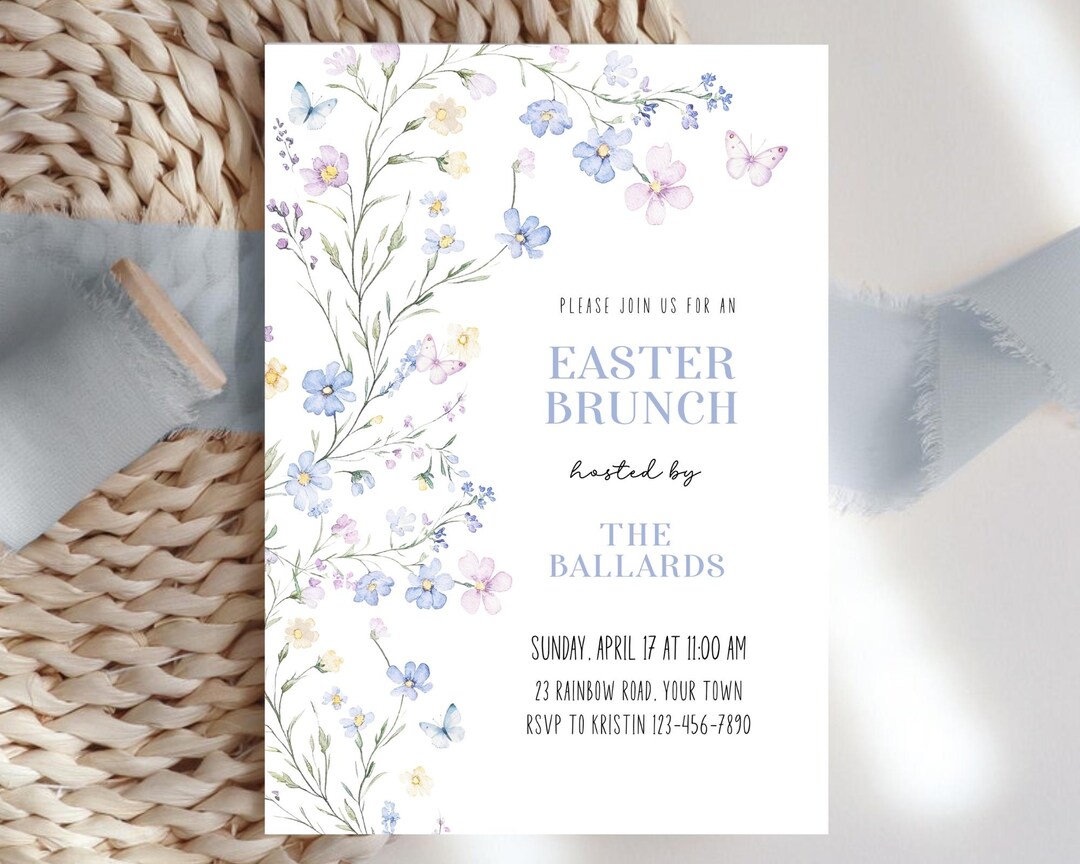Spring Breakfast Invite Editable Easter Brunch Invitation, Spring Baby Shower Invite, Spring ...