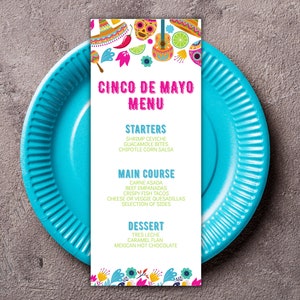 Cinco De Mayo Menu, Bewerkbaar Fiesta Happy Hour Menu, Mexicaanse Fiesta Menusjabloon, Instant Download Afdrukbaar Menu, Mexicaans Feestmenu