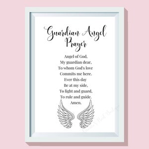 Guardian Angel Prayer Art Print, Angel of God My Guardian Dear, Wall ...