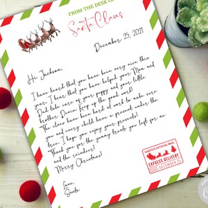 Carta editable de Santa, Plantilla de carta de Santa, Carta personalizada de Santa, Correo de Santa Claus, Desde el escritorio de Santa, Descarga instantánea