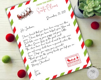 Editable Letter from Santa, Santa Letter Template, Personalized letter from Santa, Santa Claus mail, From the Desk of Santa,Instant Download