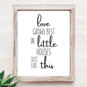 Love Grows Best In Little Houses Just Like This | Farmhouse Decor Signs and Plaques | Home Decor Signs, Rustic Home Decor, Boho Decor