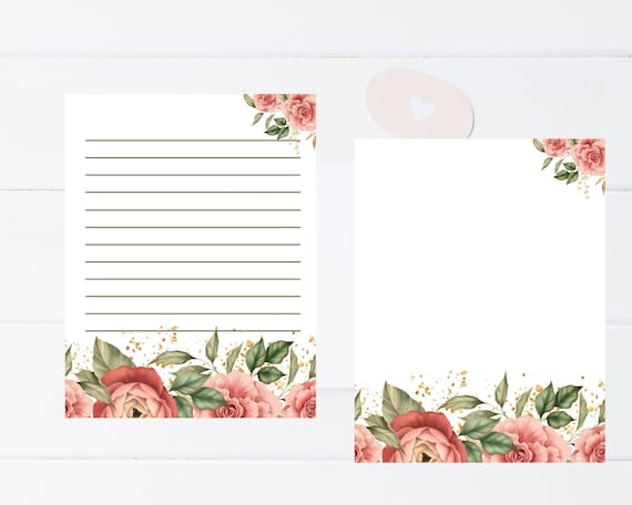 Kids Letter Writing Set Girls Lined Stationery Paper Floral Print