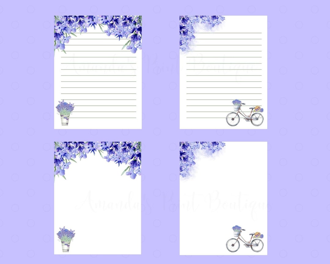 Lavender Floral Printable Stationery 8.5x11 & A4/digital Printable ...