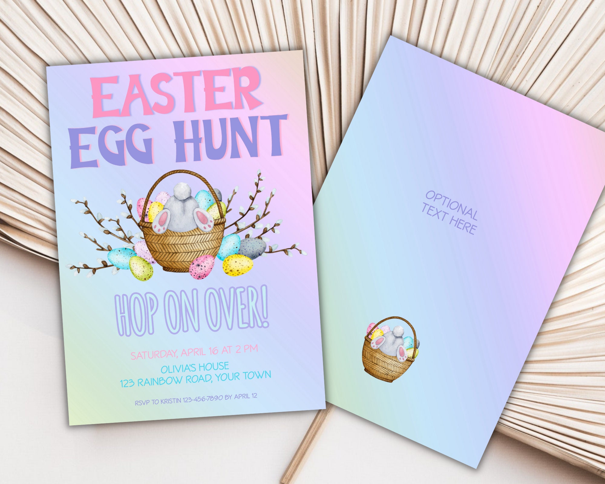 Editable Easter Egg Hunt Invitation Template, Hop on Over Easter Egg ...