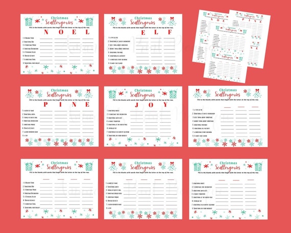 Christmas Scattergories, Christmas Party Games, Holiday Games, Printable Christmas Scattergories bundle, Christmas Game, Family Game Night