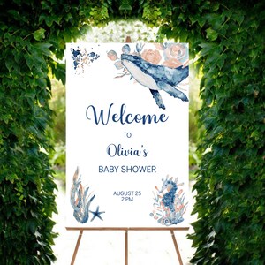 Ocean Baby Shower Welcome Sign, Bridal Welcome Sign, Under the Sea Sign, Ocean & Welcome Sign, Customizable Welcome Sign, Party Welcome Sign