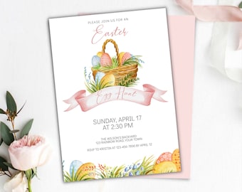 Editable Easter Egg Invitation Template, Easter Egg Hunt Invite, Easter Party Invitation, Neighborhood Egg Hunt, Church Easter Egg Hunt