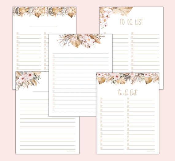 Boho Printable to Do List Watercolor Floral Planner Insert - Etsy