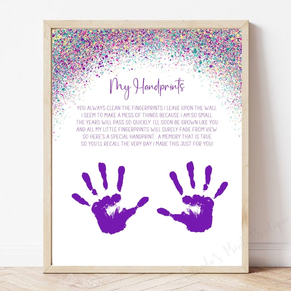 My Handprints Poem/ Handprint Art / Keepsake Craft / Baby Toddler Child Gift Craft DIY / Happy Mother's Day/ Gift for Mom / INSTANT DOWNLOAD