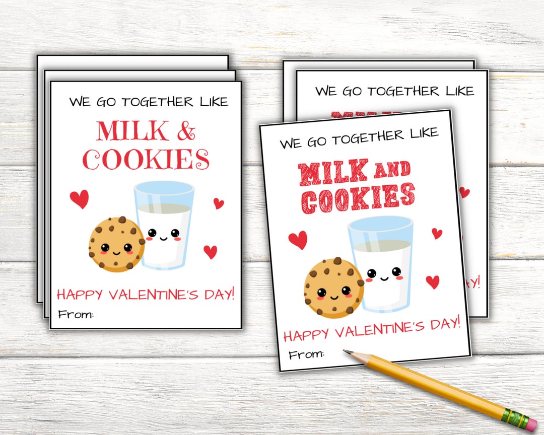 Milk Cookies Valentine Cards Cookie Valentine Tag Valentines For School Printable Milk And