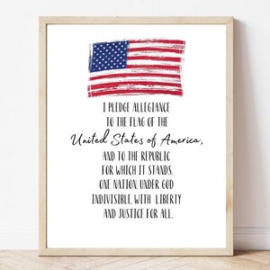 American Pledge of Allegiance with Flag Art Printable