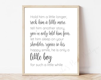 Hold him a little longer quote print, Boy Nursery decor, Baby Printable Wall Art, Baby Shower Gift, Baby Boy Room, Instant Download