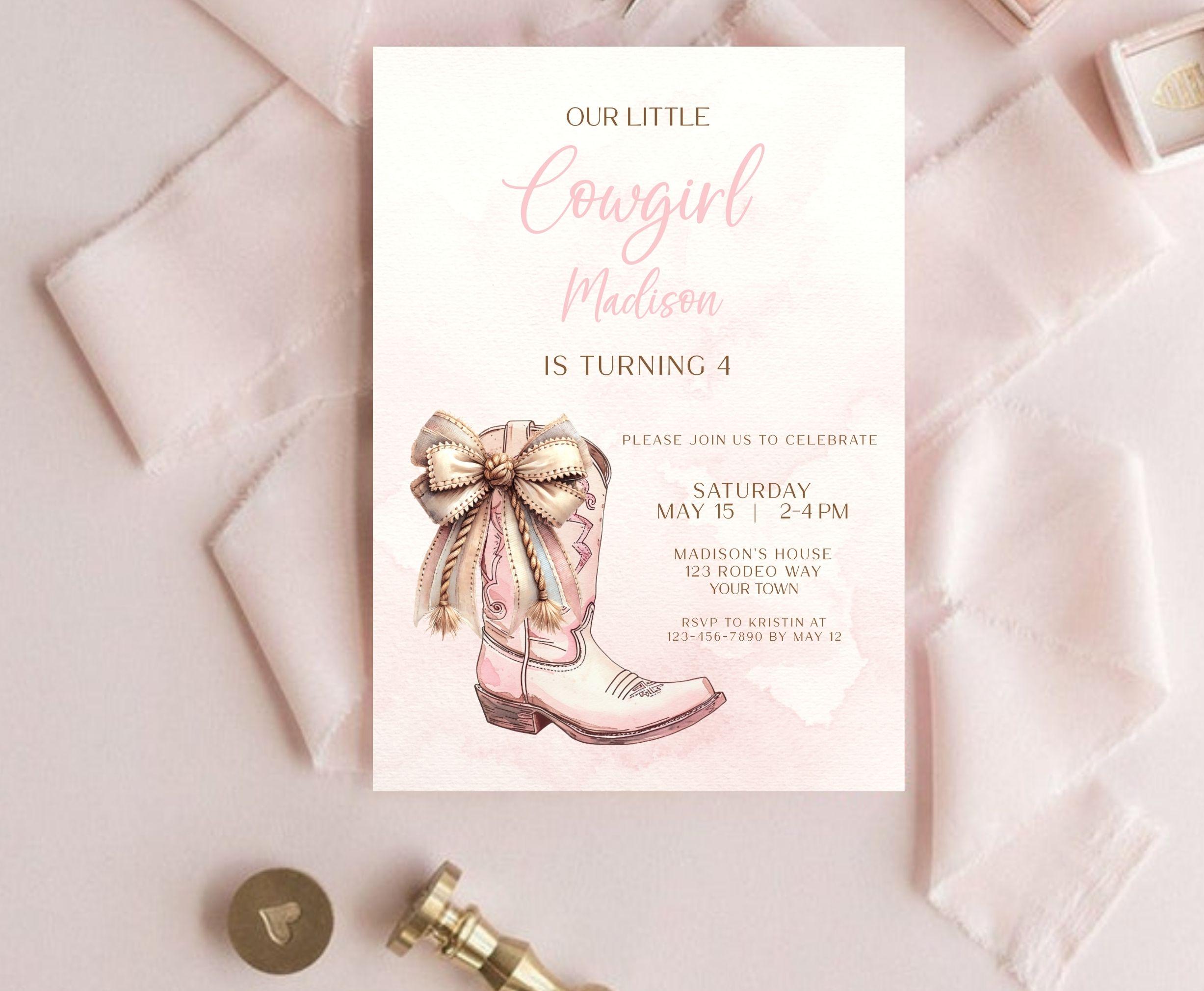 Invitación de cumpleaños de vaquera, plantilla de invitación con botas ...