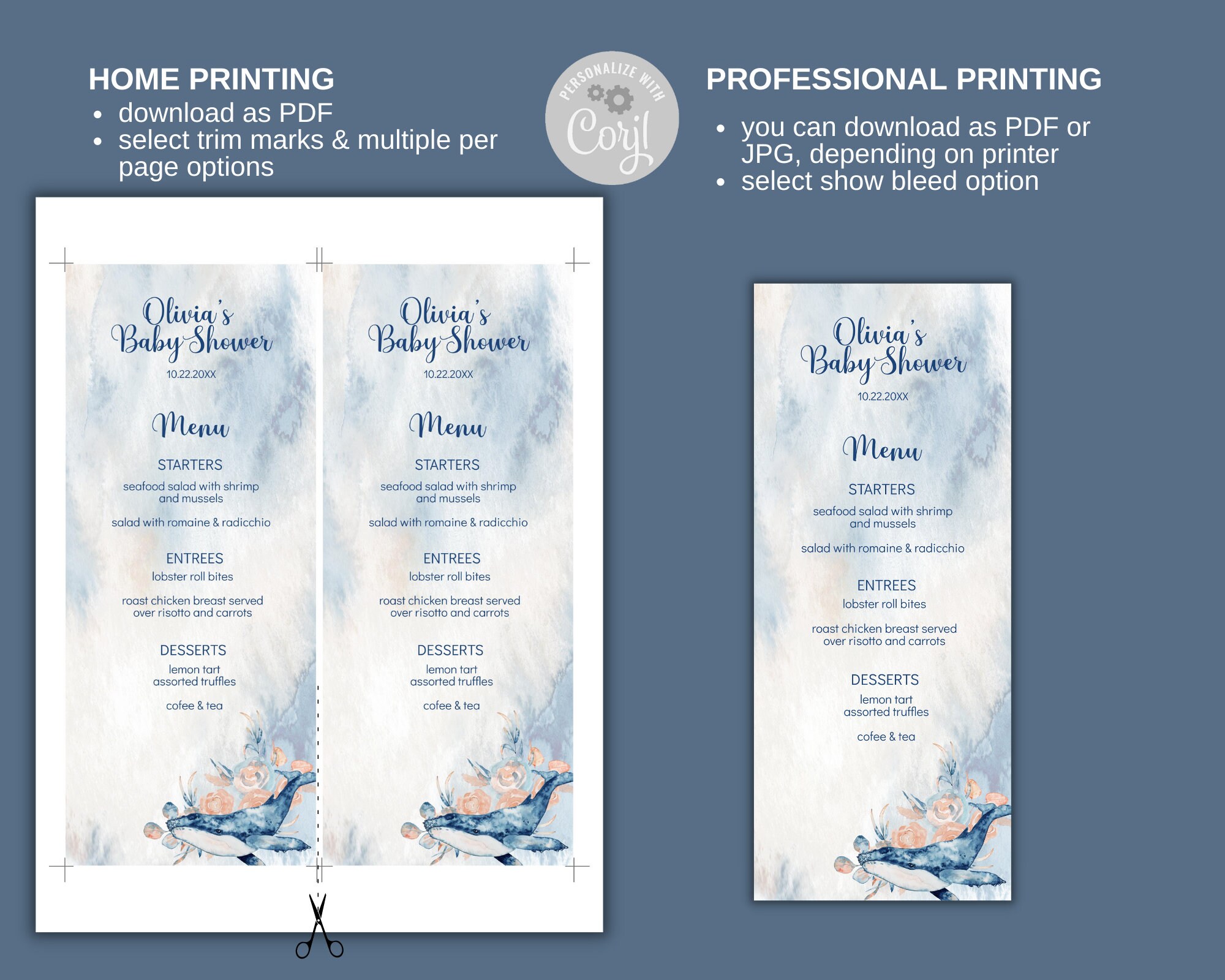 Editable Ocean Menu Template Printable, Under the Sea Menu ...