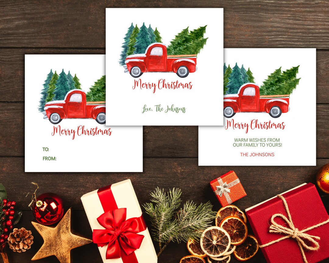 Editable Christmas Gift Tag Printable, Red Truck Gift Tag, Christmas Favor Tag, Christmas Gift ...