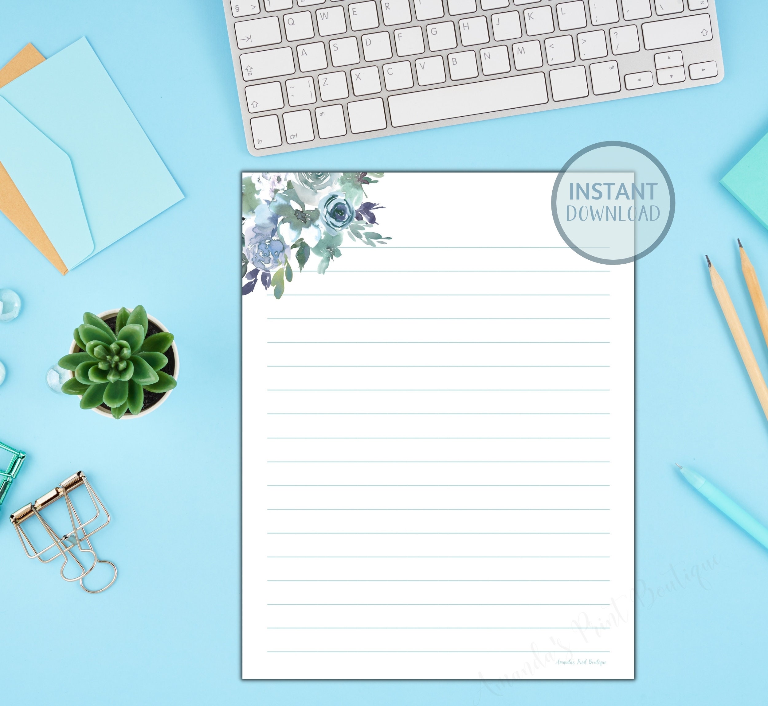 Printable to Do List, Watercolor Floral Planner Insert, Blue Floral ...