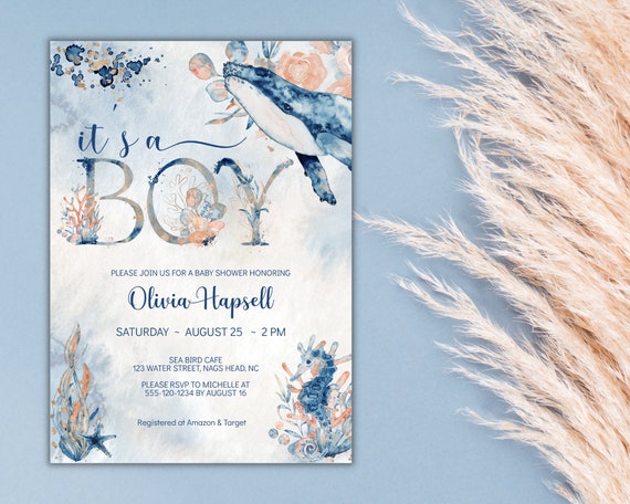 Under the sea baby best sale shower invitation free templates