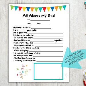 Questionário Infantil para o Dia dos Pais | Tudo Sobre o Meu Pai (Download Digital)