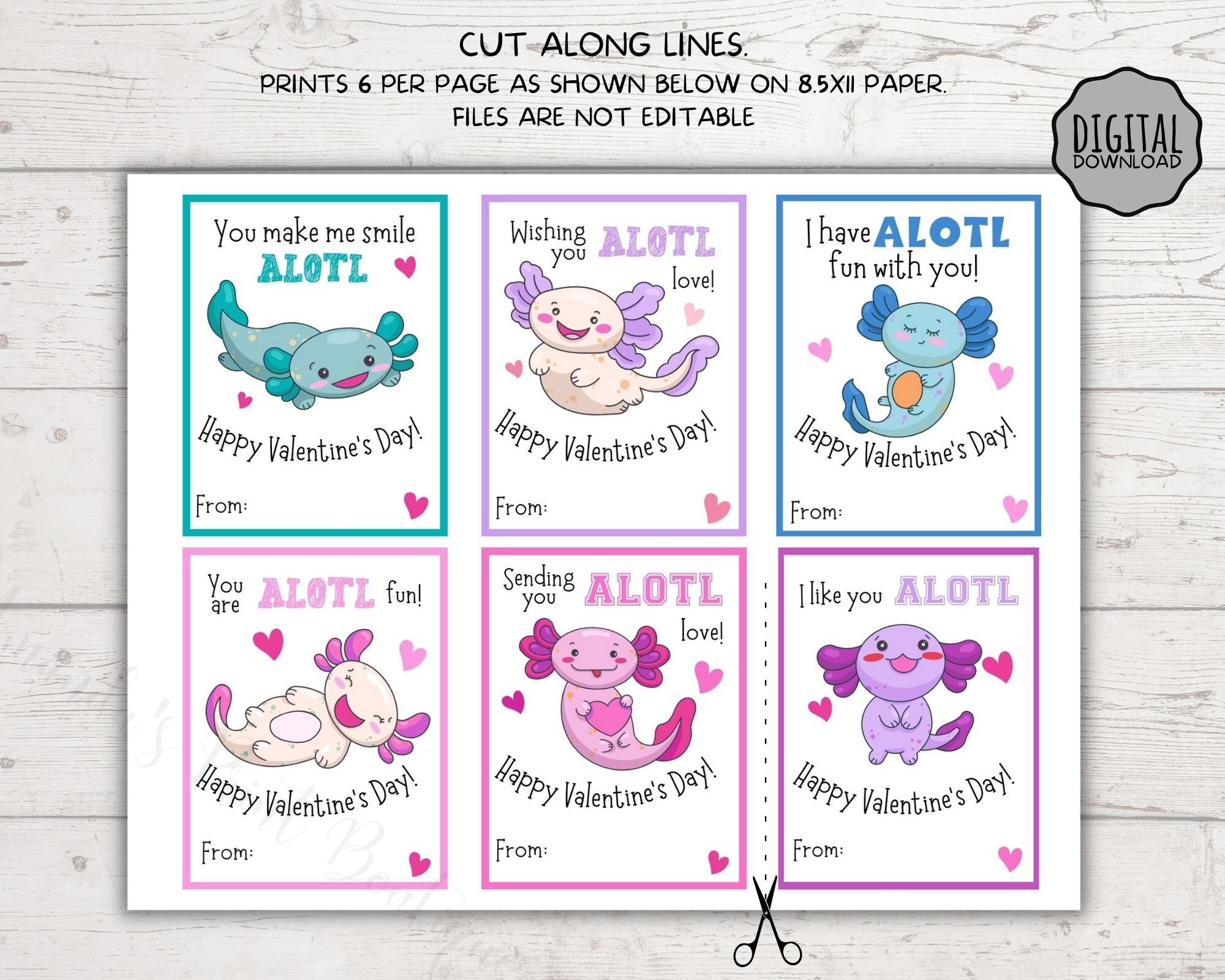 Axolotl Valentine Kids Valentine Cards, Axolotl Valentine's Day Cards ...