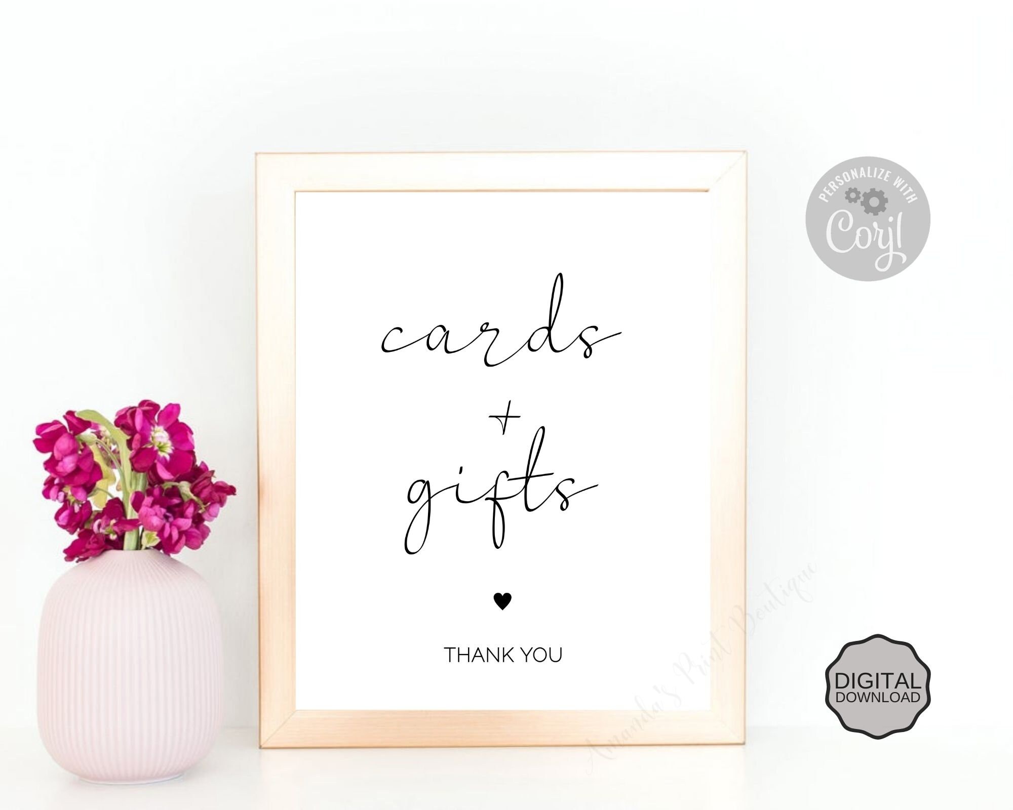 EDITABLE Cards & Gifts Sign Printable, Modern Minimalist Wedding Sign ...