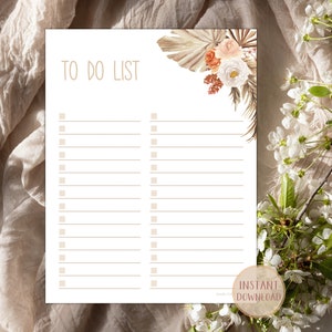 Boho Floral Printable to Do List, Watercolor Floral Planner Insert ...