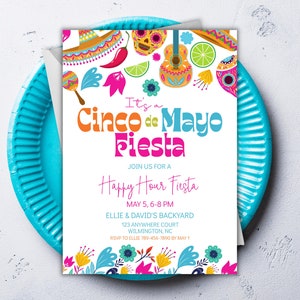 Cinco De Mayo Party Invitation, Editable Fiesta Happy Hour, Mexican Fiesta Invitation, Instant Download Printable Invitation, Mexican Invite