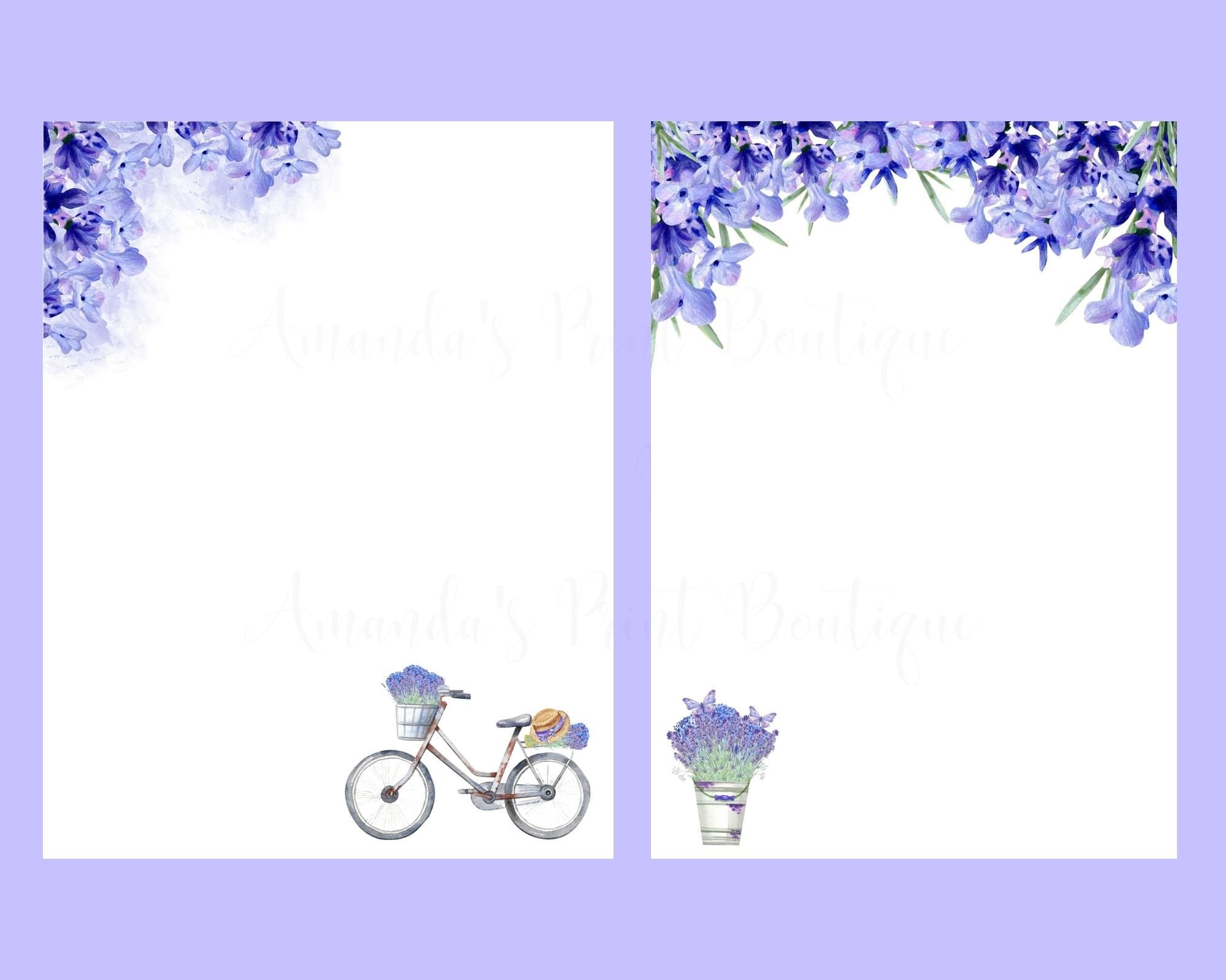 Lavender Floral Printable Stationery 8.5x11 & A4/digital Printable ...