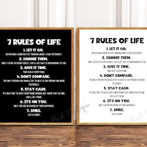 7 Rules of Life Poster, Motivational Print, Inspirational Print, Instant Download, Printable Wall Art, Graduation Gift