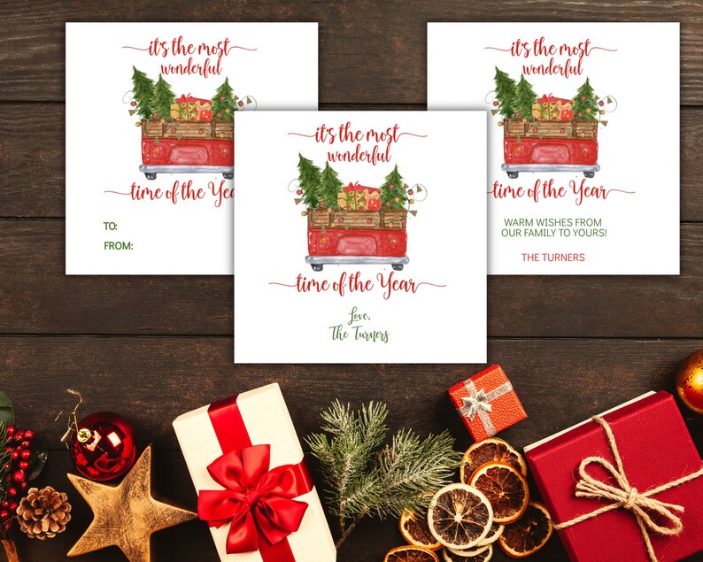 Editable Christmas Gift Tag Printable Red Truck Gift Tag - Etsy