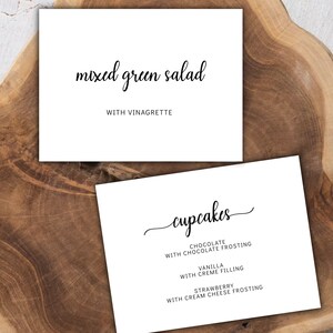 Script Text Buffet Editable Script Buffet Card Template, Calligraphy Wedding Buffet Label ...