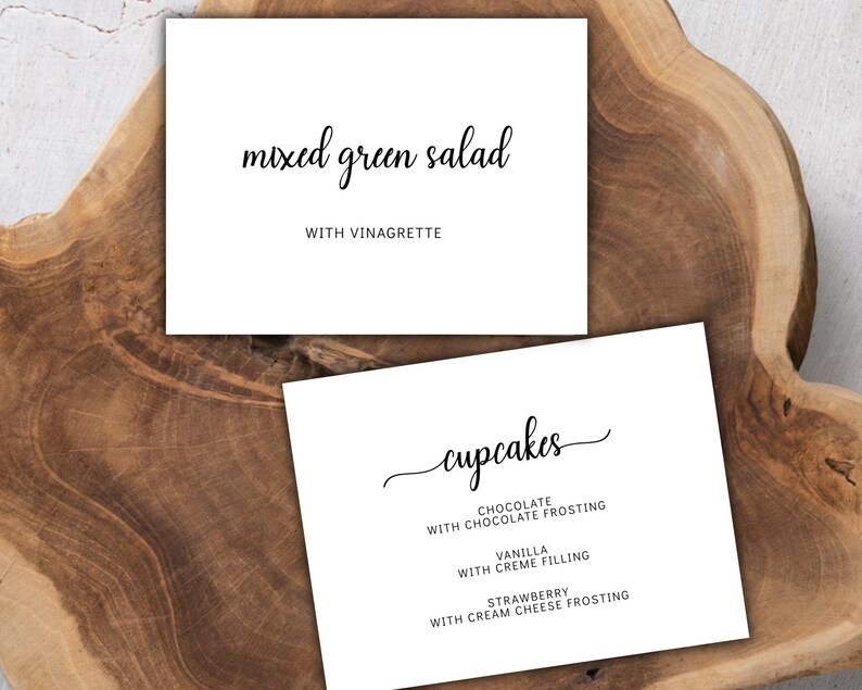 Script Text Buffet Editable Script Buffet Card Template, Calligraphy Wedding Buffet Label ...