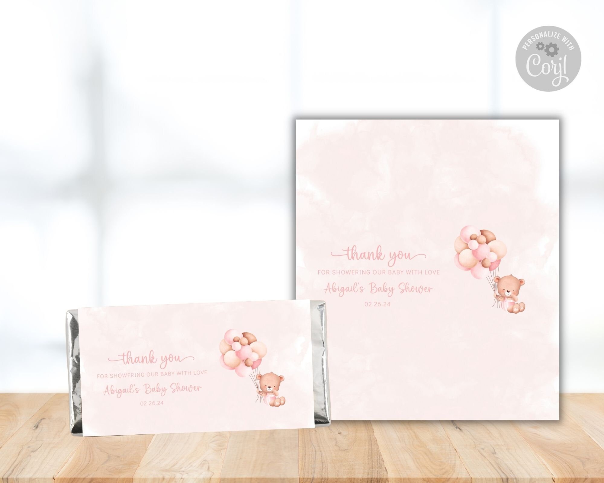 Pink Candy Rapper Editable Pink We Can Bearly Wait Candy Bar Wrapper, Chocolate Bar ...
