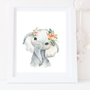 Watercolor Digital Download Printable Wall Art 125 All Big Things Start Small Elephant Aquarell Painting