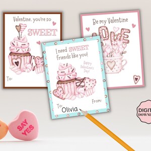 Sweets Printable Valentine Card, Kids Printable Valentine, Valentine ...