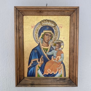 Virgen María, Icono de la Madre de Dios, Icono Ortodoxo de Plata 950, Icono de Panagia, Regalo de Pared de Arte Cristiano
