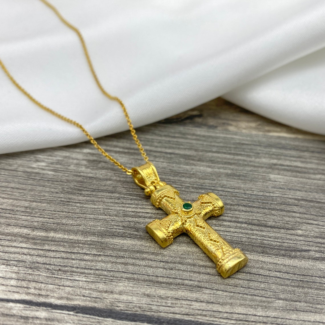 Byzantine Cross Pendant Necklace Sterling Silver Gold Plated - Etsy