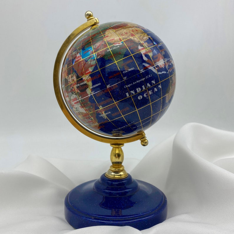 Lapis Lazuli and Gemstone Vintage Globe World Globe Tabletop - Etsy