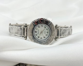 Sterling Silver Garnet Wrist Watch for Ladies, Victorian  display picture 2