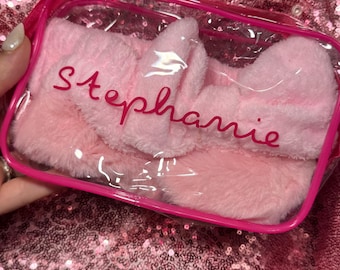 Personalized Clear Toiletry Bag:  Glam Kit with Sleep Mask