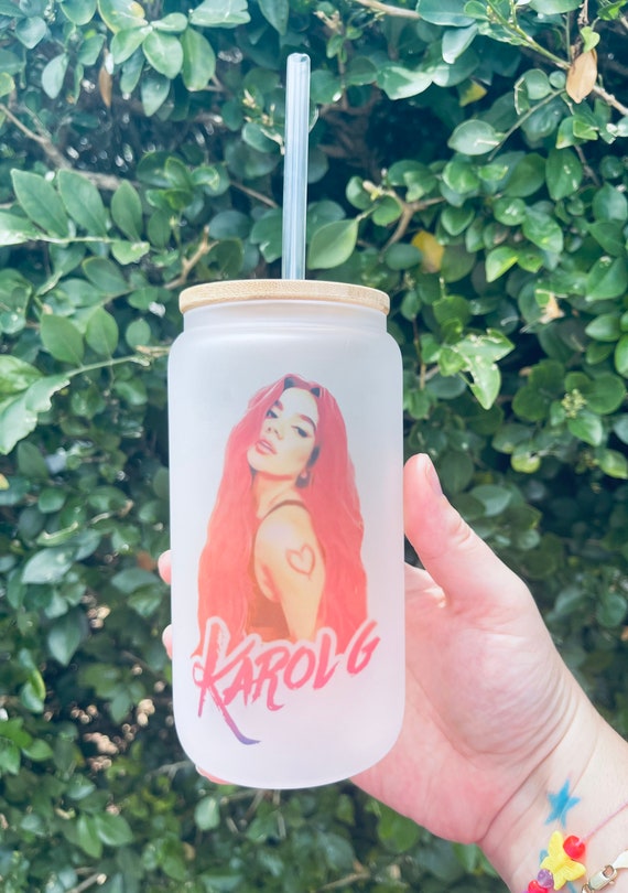 Karol G Glass Cup, Karol G Glass Can, Karol G Cup, Karol G Red Hair, Karol G  Merch, Karol G Tumbler, Bichota Glass, Bichota Cup, Bichota Red 