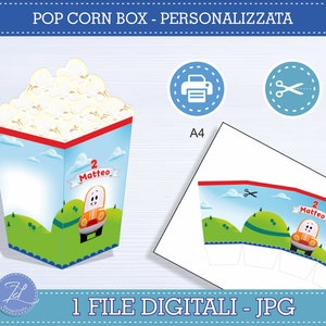 Go! Go! Cory Carson - Digital POP CORN BOX - Printable Pop Corn Box Template, Box Pop Corn (name) me contro te, Porta pop corn Cory Carson