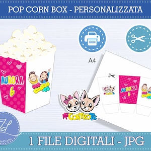 Me Contro Te - Digital POP CORN BOX - Printable Pop Corn Box Template, Box Pop Corn (name) me contro te, Porta pop corn Me contro Te