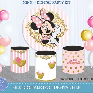 Minni - Digital Round Poster - DIGITAL Party kit - Backdrop Personalizzato - Stampabile - Banner Festa Minni Rotondo - Articolo Digitale