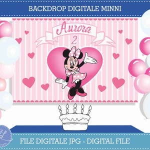 MINNI - Digital POSTER - Backdrop Personalizzato - Stampabile - Banner Festa Minni