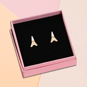 Eiffel tower Earrings | Dainty Gold Paris Studs |  Gold Plated France Earrings