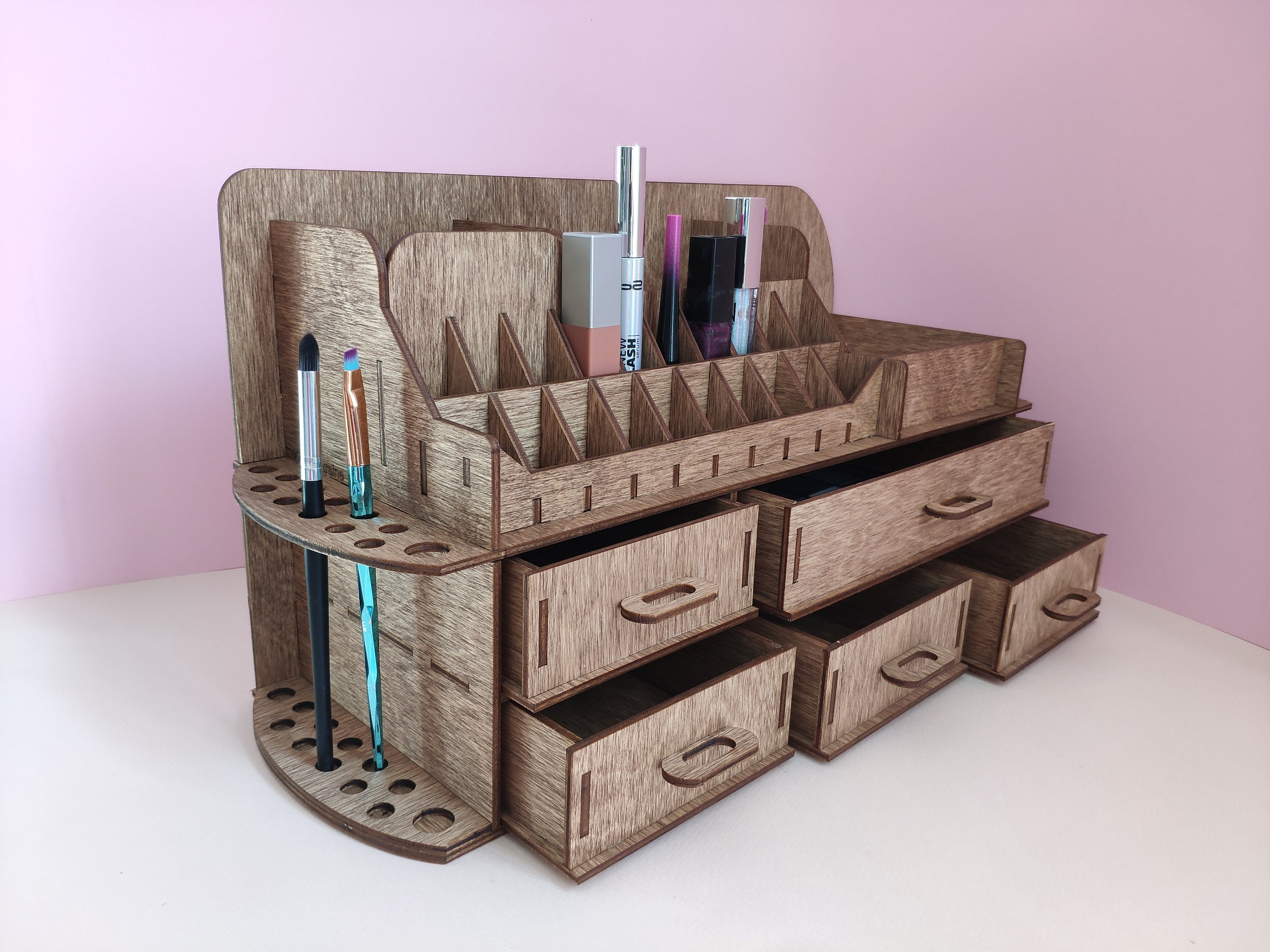 Large makeup organizer / wooden make up organizer / vanity  Etsy
