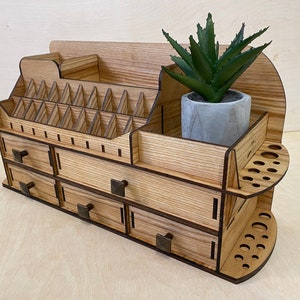 Makeup wood organizer / NATURAL WOOD / vanity makeup storage / brush lipstick holder / organizer / cosmetic organizer / Women's organizer