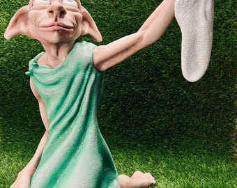 Hand Painted Dobby Statue with Sock – 3D Printed Wizarding Decor