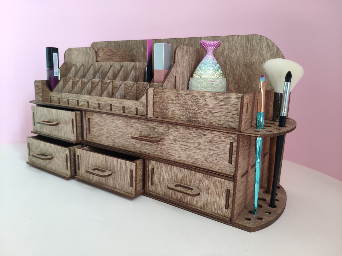 Large makeup organizer / wooden make up organizer / vanity Etsy